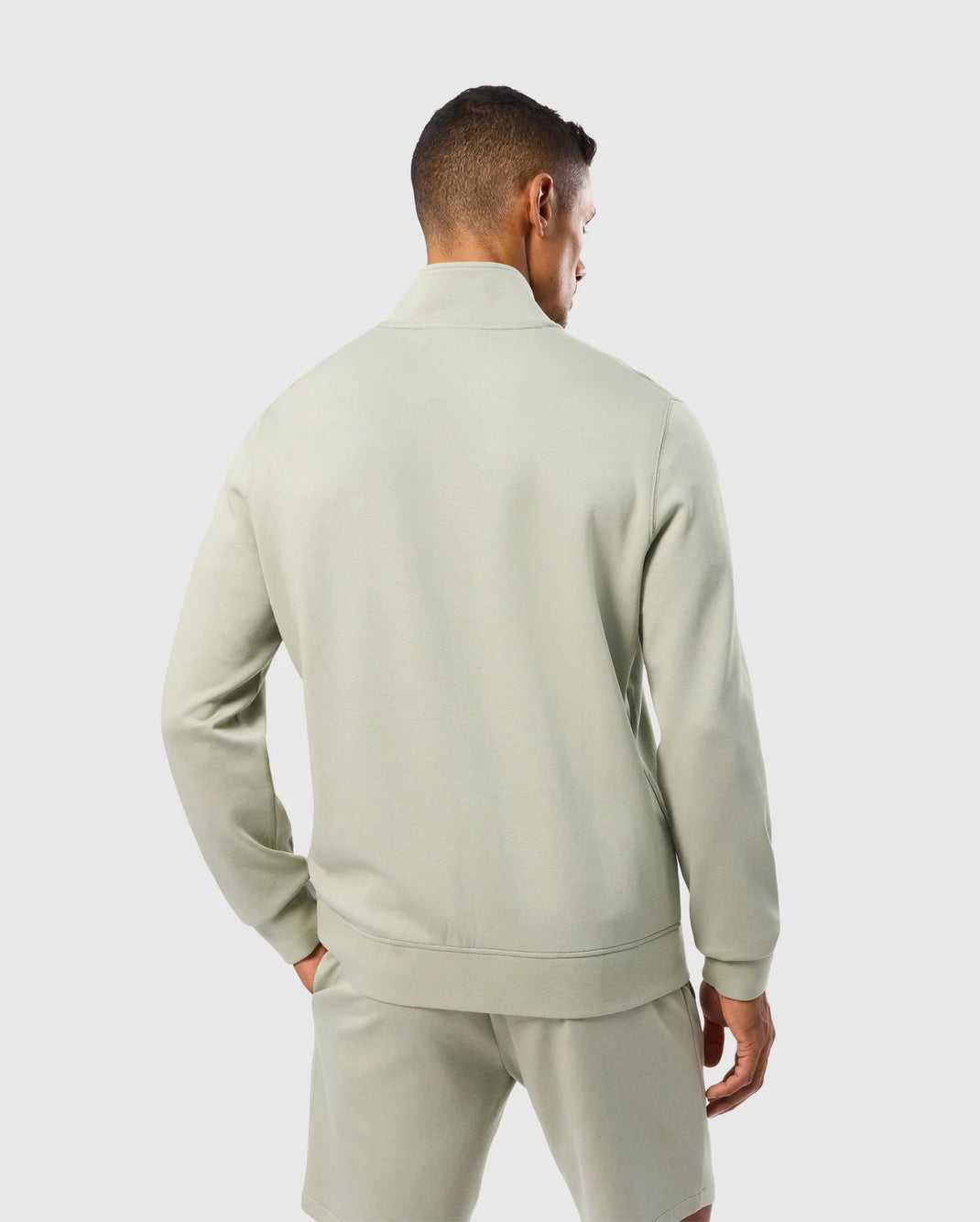 Sweat a Capuche Psycho Bunny Lyons High Collar Full Zip Seagrass Homme | WFG-88653449